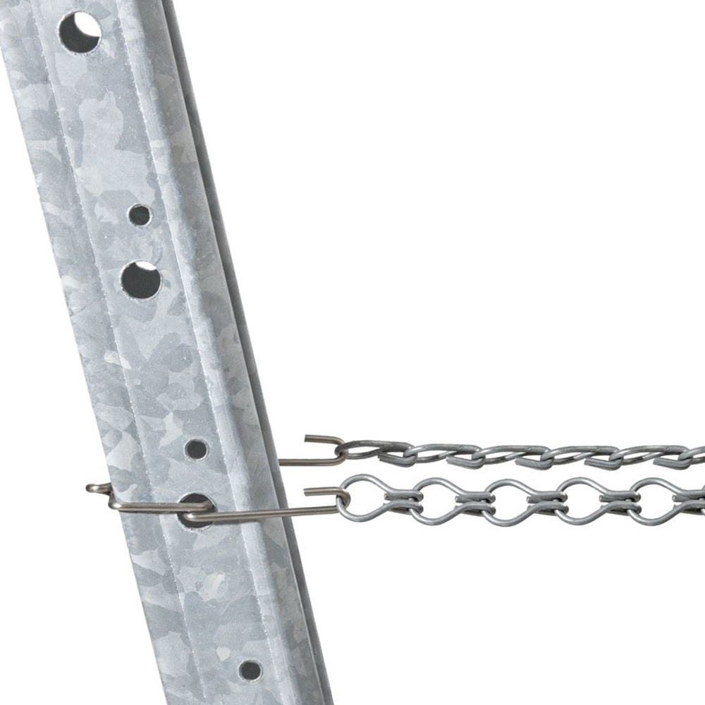 Trellis wire tensioner with chain for vineyard