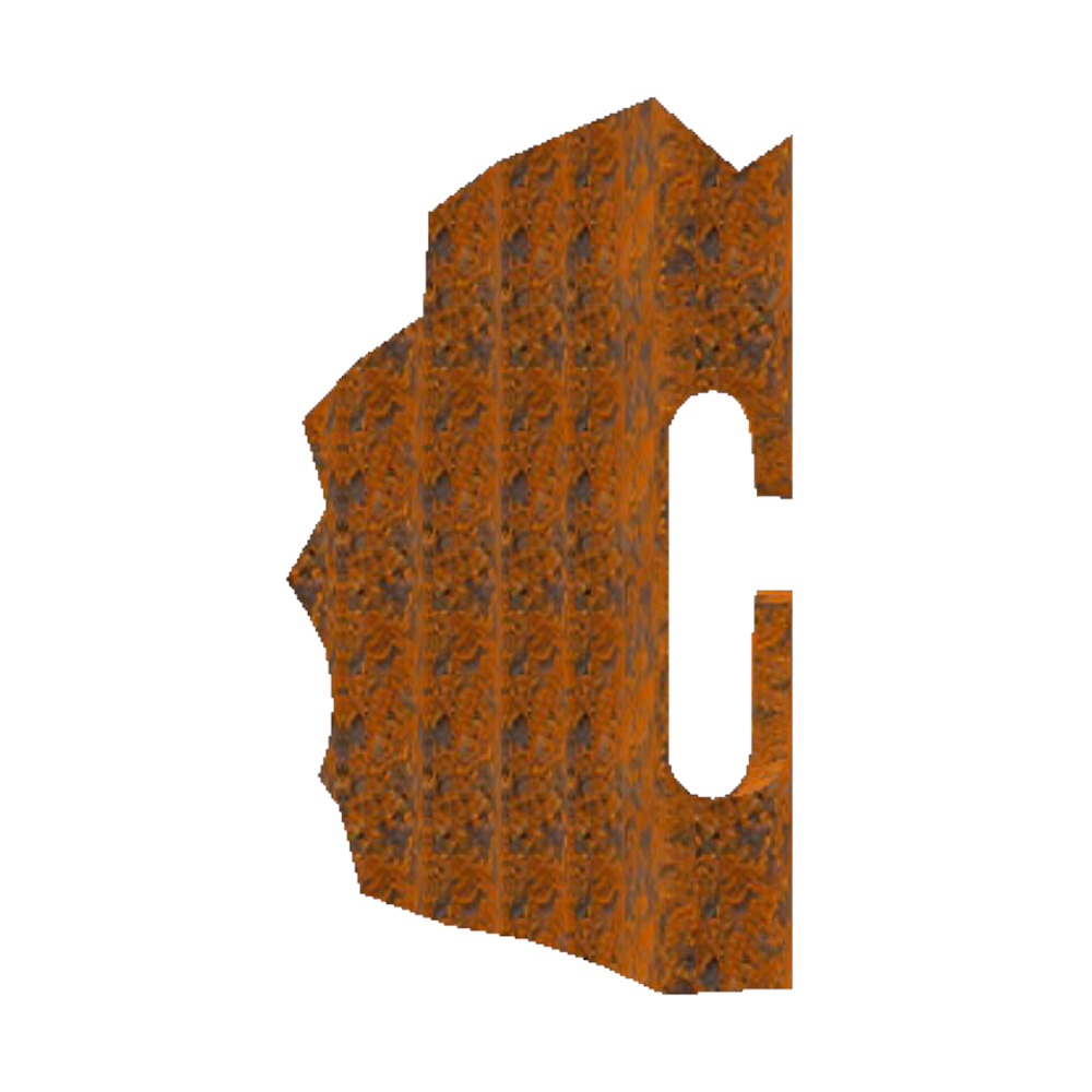 slot detail on corten tubular vineyard post