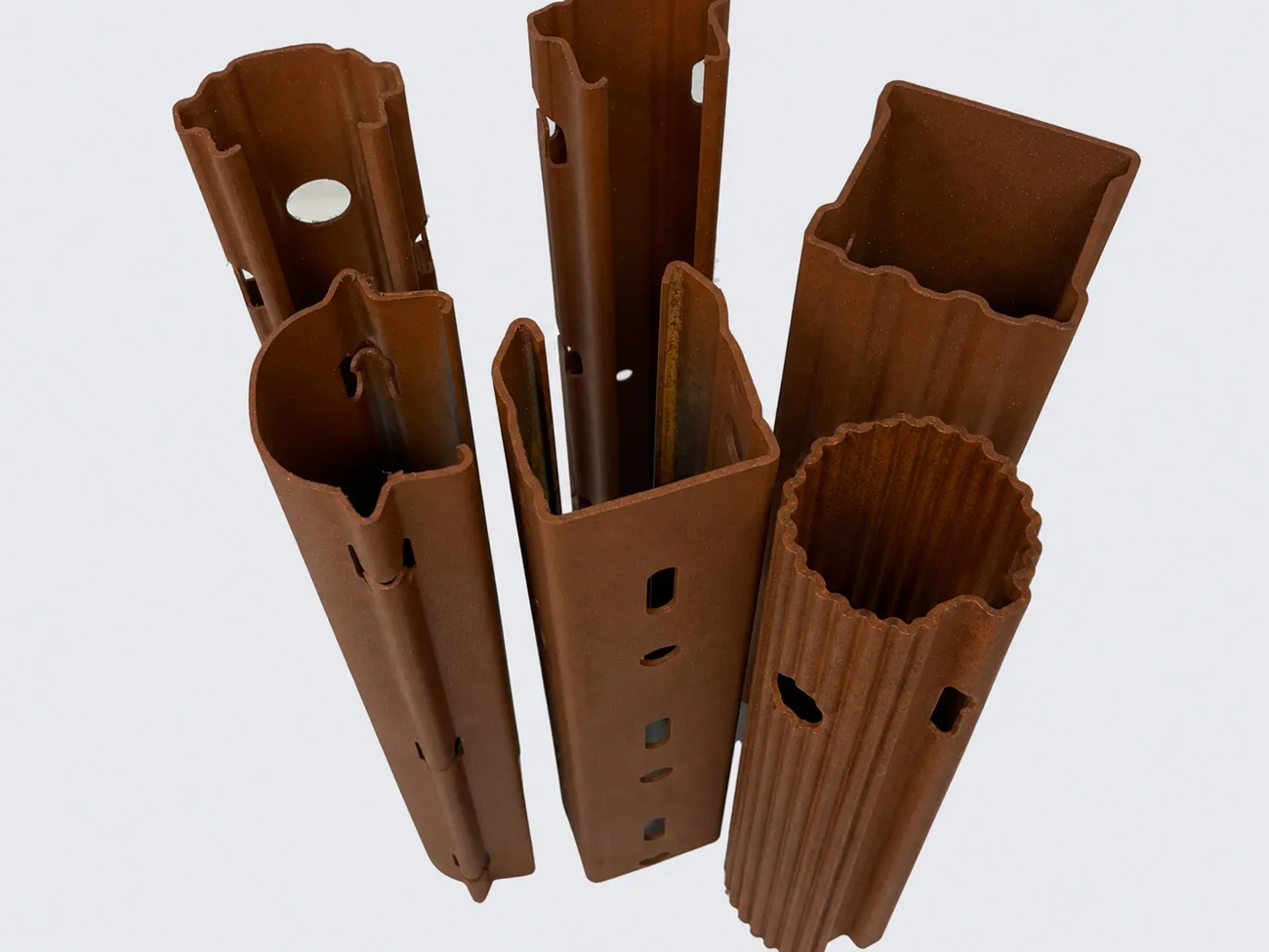 Range of SIKA corten tubular vineyard posts – section views