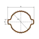 Dimensioned cross-section of corten tubular vineyard post – 61 × 50 mm, Ø50, 12 mm