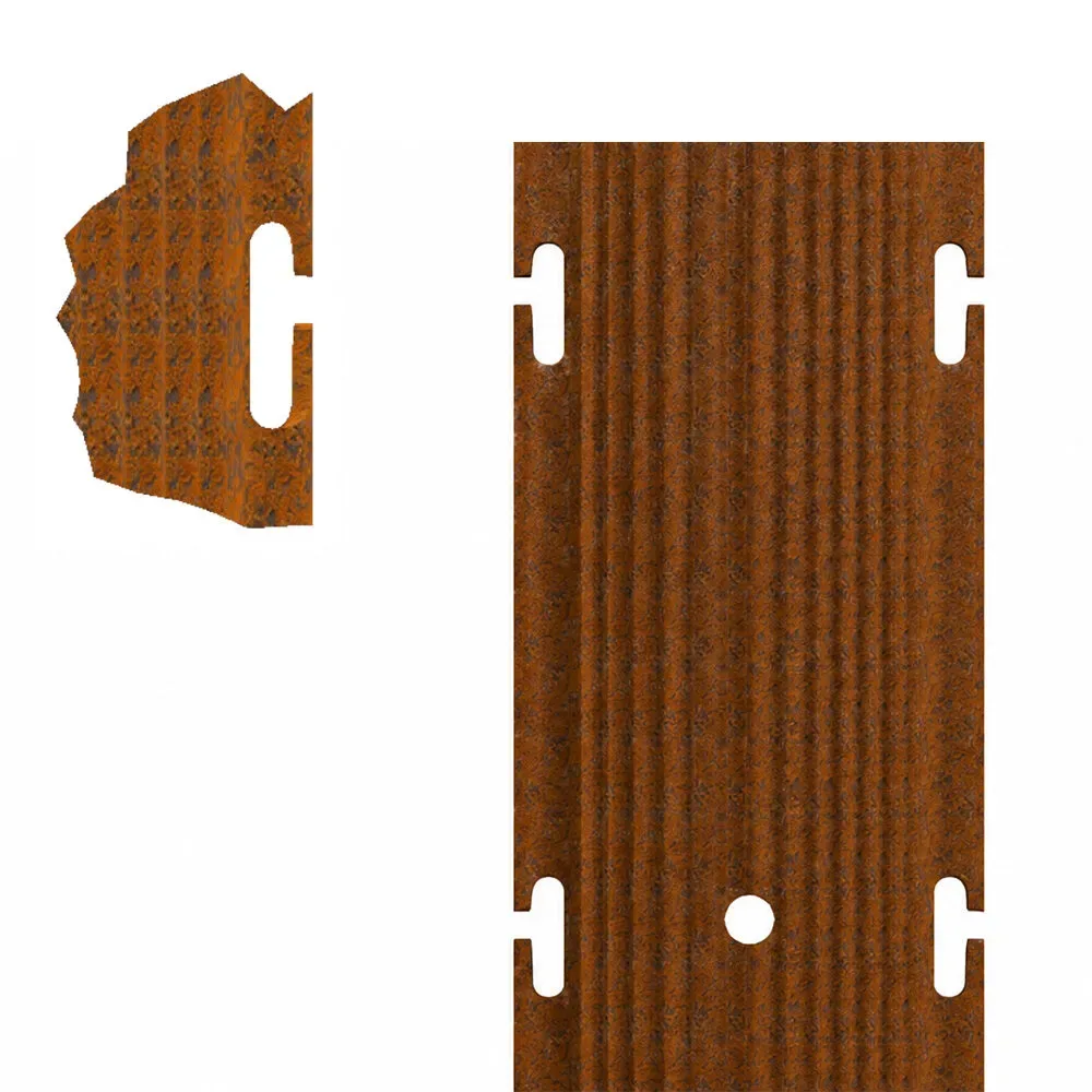 Corten tubular vineyard post – integrated slots and perimeter ribbing